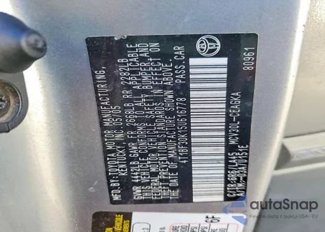 2005 Toyota Camry Le from USA, damaged, VIN 4T1BF30K15U616778